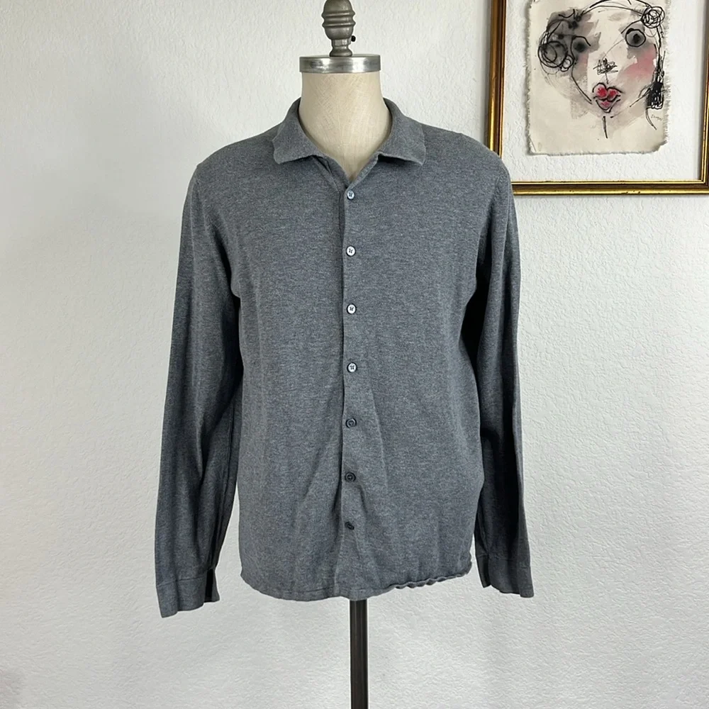 MNG Mango Charcoal Button Front Point Collar Knitwear Cardigan Sweater Top